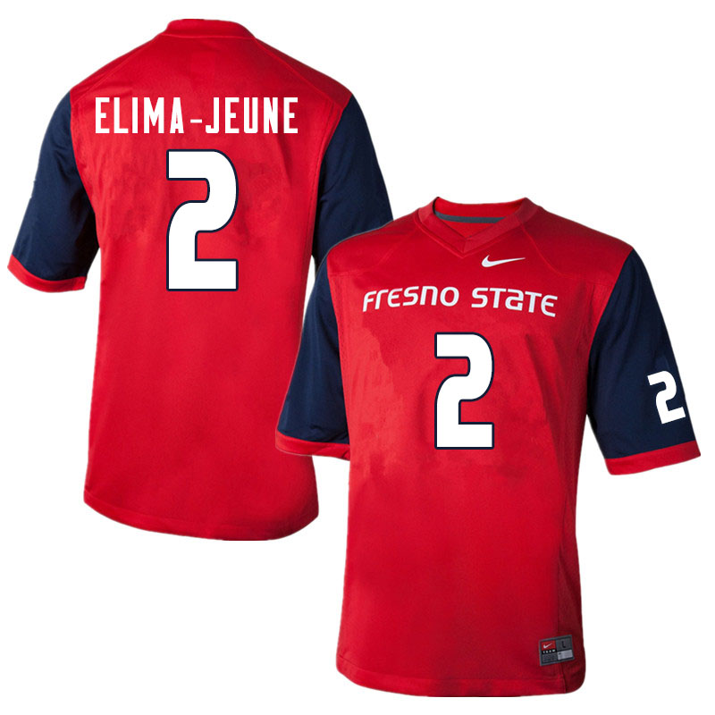 Men #2 Patrick Elima-Jeune Fresno State Bulldogs College Football Jerseys Sale-Red - Click Image to Close